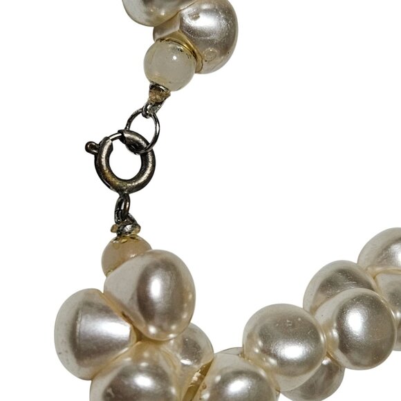 Vintage Faux Pearl Necklace Chunky Statement Retro 50s 60s Fashion Jewelry - Picture 3 of 5